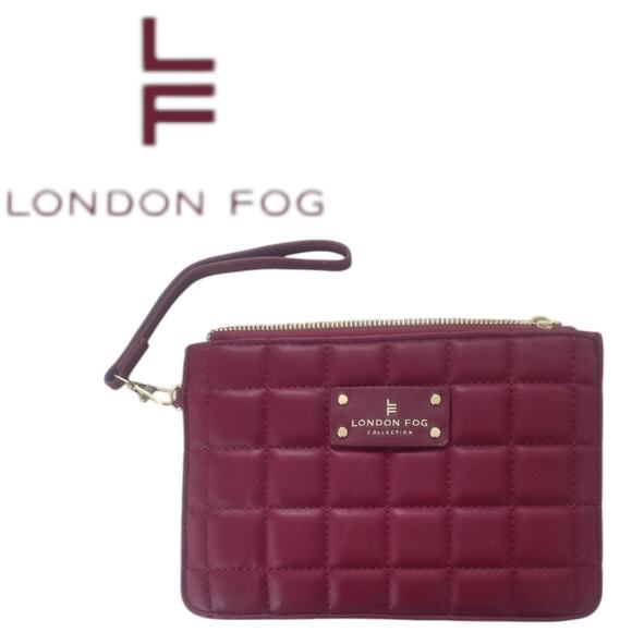 London Fog Zip Wristlet Quilted Wallet Plum Burgundy Maroon NWOT - Picture 1 of 6
